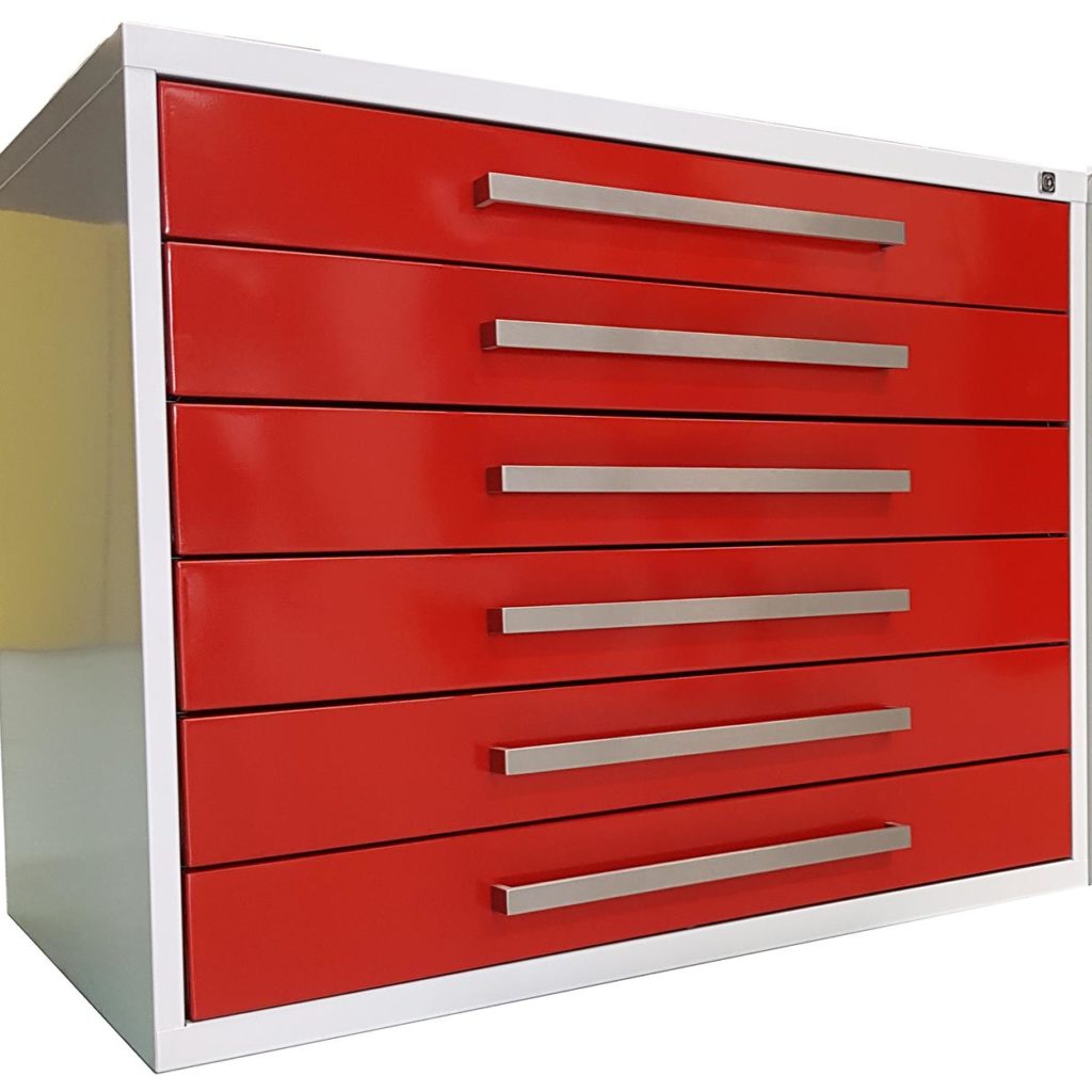 6 Drawer Tool Chest Red and White